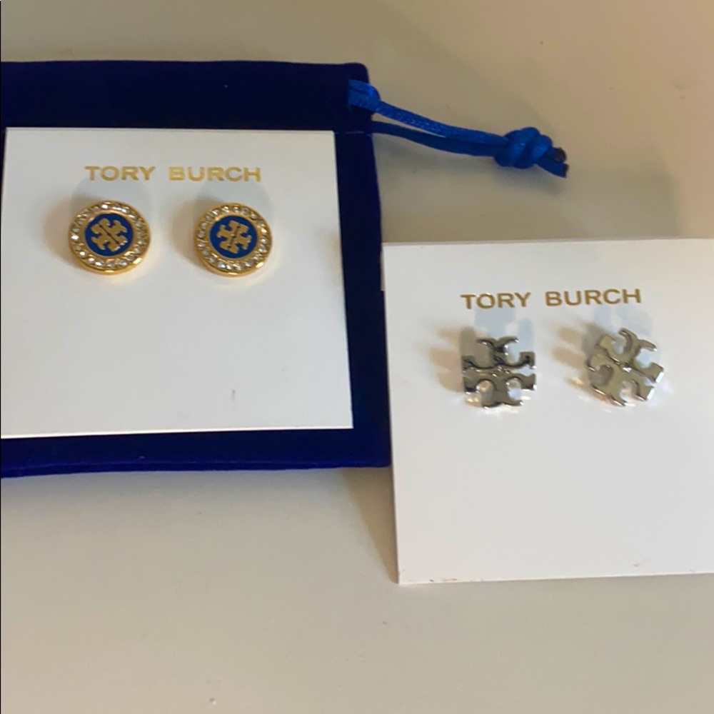 Tory Burch round blue /Kira stud earring